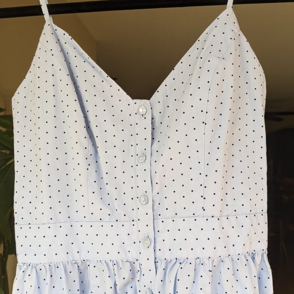 Button-front Sky Blue Polka Dot Dress - Picture 3 of 3